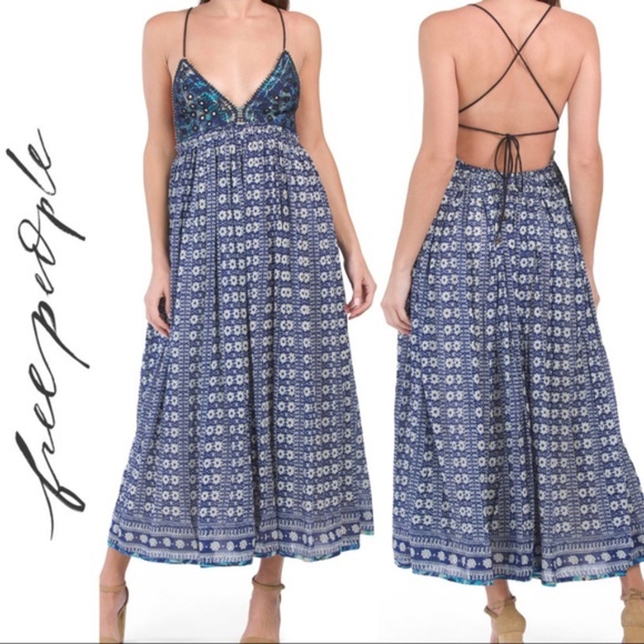 FREE PEOPLE GOOD VIBES EMBELLISHED MAXI DRESS M - Picture 2 of 2